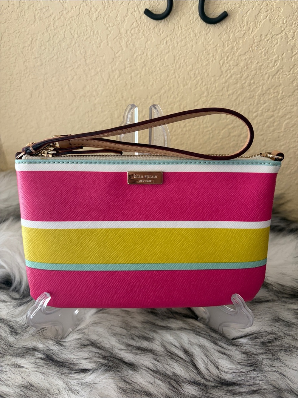 Kate Spade Pink Stripe Wristlet Pouch